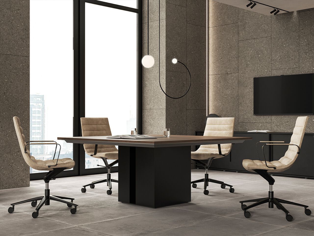 Деревянный квадратный стол для встреч FREZZA ARCH-00119251 - Вид №1