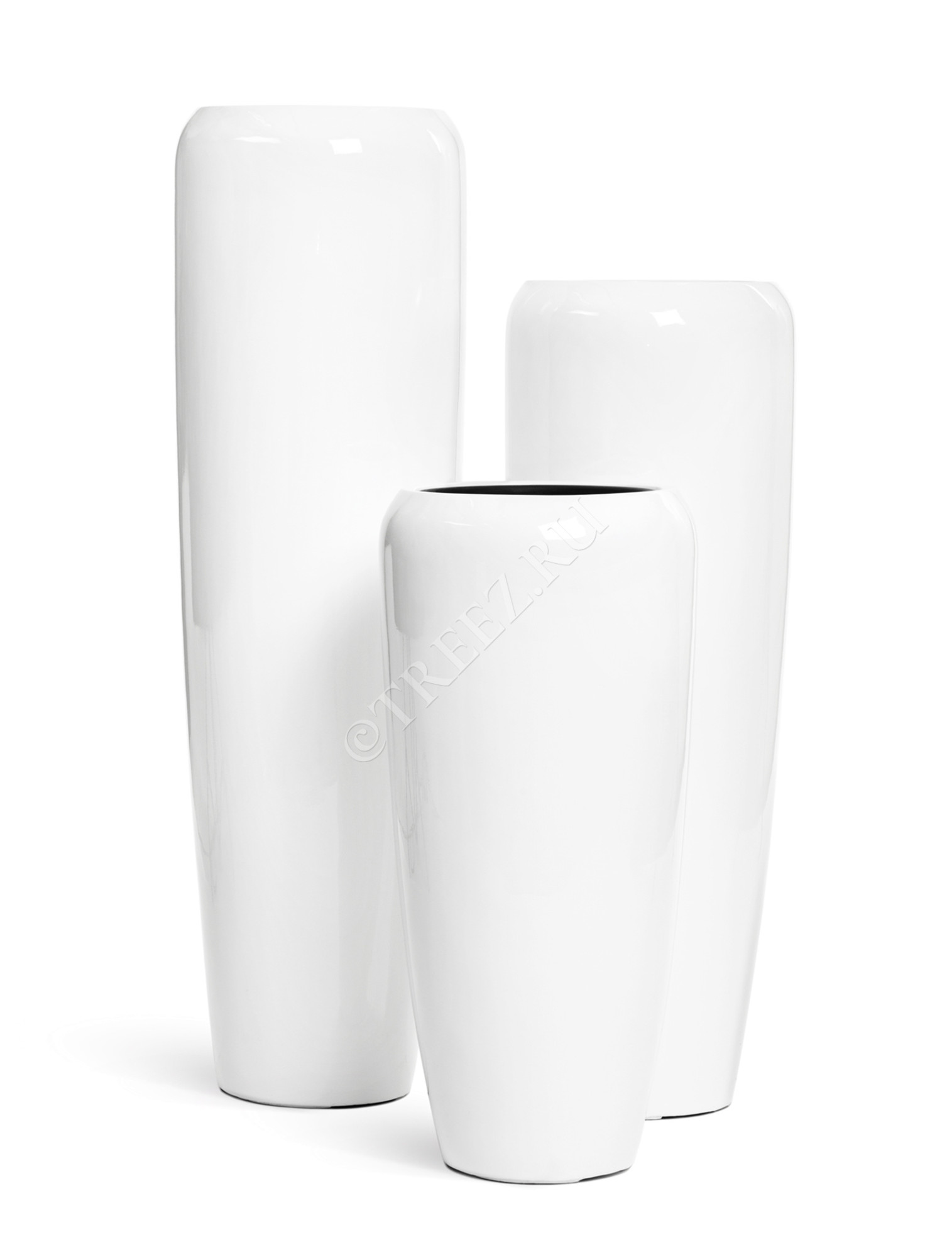 41.3320-05-036-WH-075 Кашпо  Effectory - серия Gloss - Высокий конус Design - Белый глянцевый лак Цветочная коллекция 