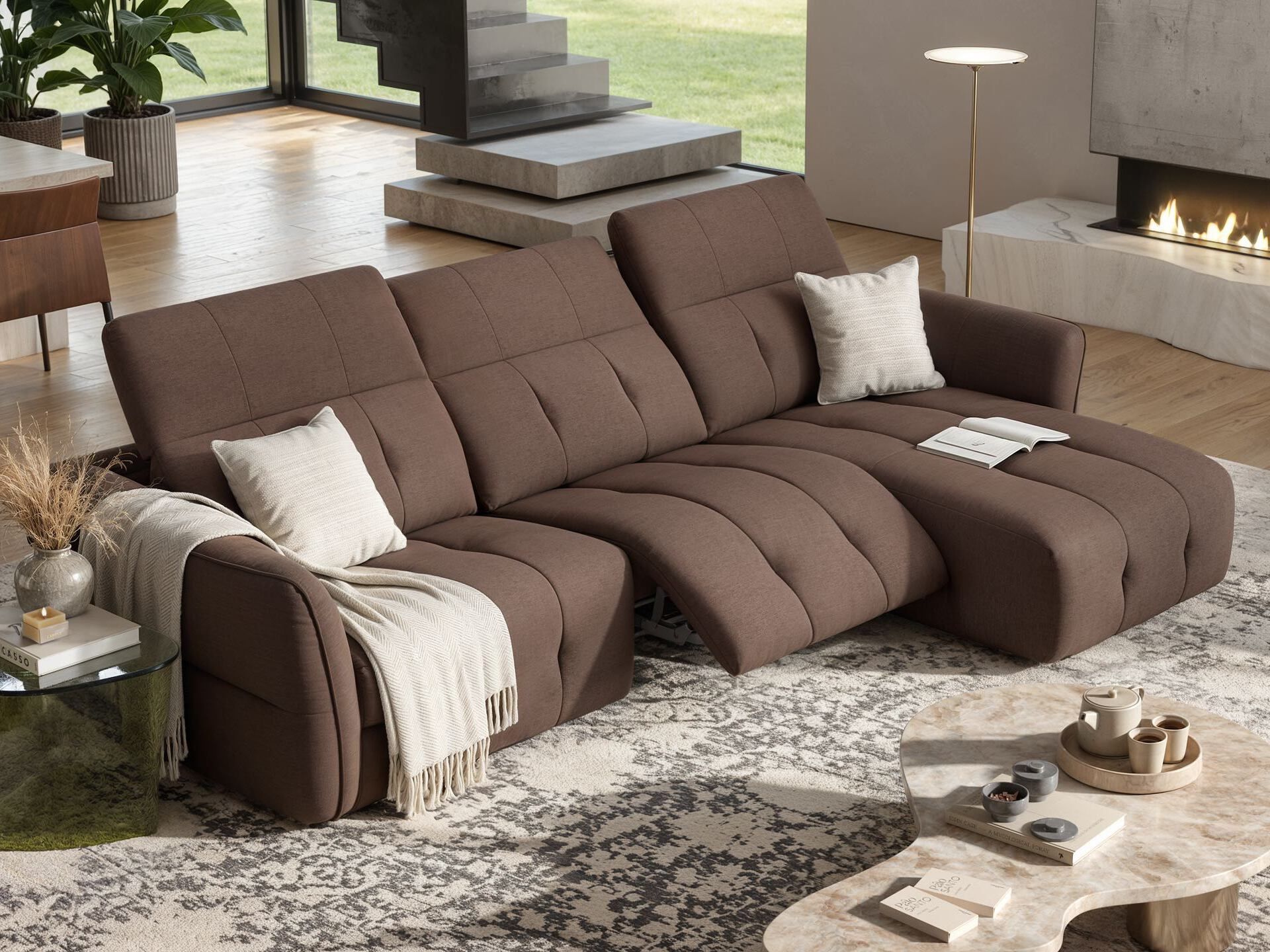 Тканевый диван с полуостровом Sofanella Maranello ARCH-00129817 - Вид №1