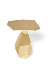 Высокий монолитный латунный журнальный столик с центральным основанием