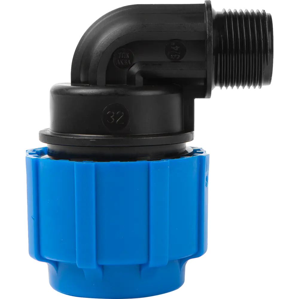 Отвод компрессионный Политэк 90° 32×3/4" для соединения стального и ПНД трубопровода 82382610 STLM-0026025 - Вид №1