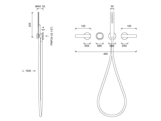 Термостатический смеситель для душа с 4 отверстиями из нержавеющей стали с ручным душем CEADESIGN AYLA ARCH-00040075 - Вид №1
