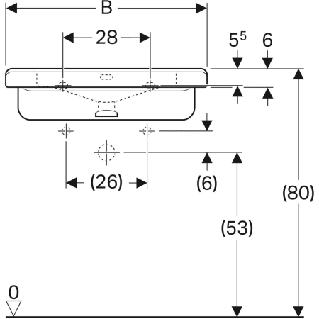 128662000 Раковина Geberit Renova Comfort Square, безбарьерная Geberit  - Вид №3
