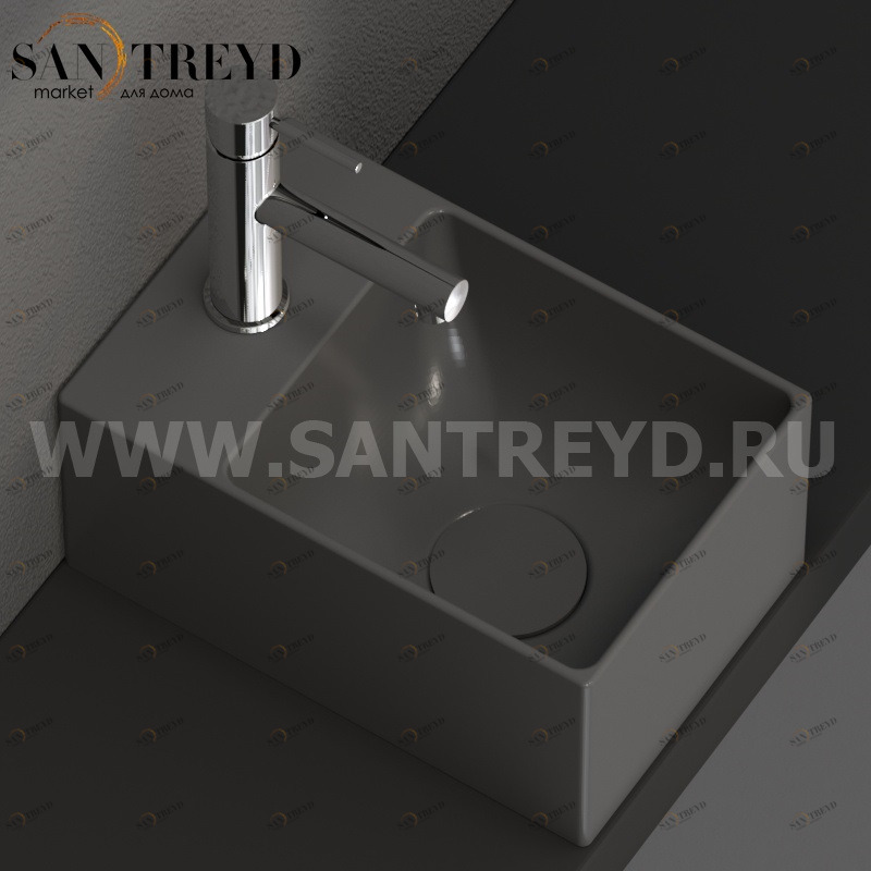 B6R30SK Подвесная раковина настенная прямоугольная Ceramica Globo T-EDGE серая