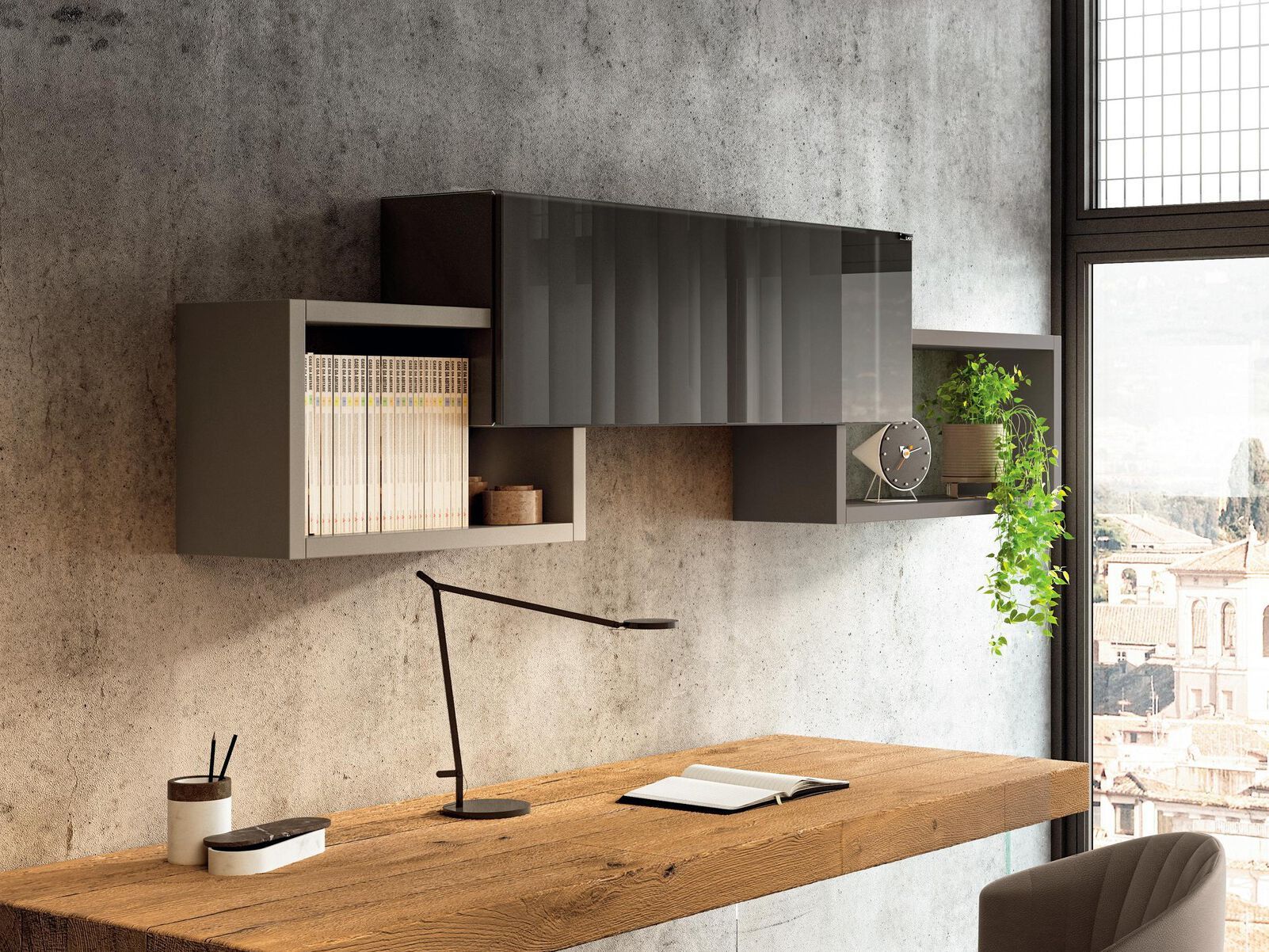 Подвесной книжный шкаф из дерева и стекла Lago LagoLinea ARCH-00095851 - Вид №1