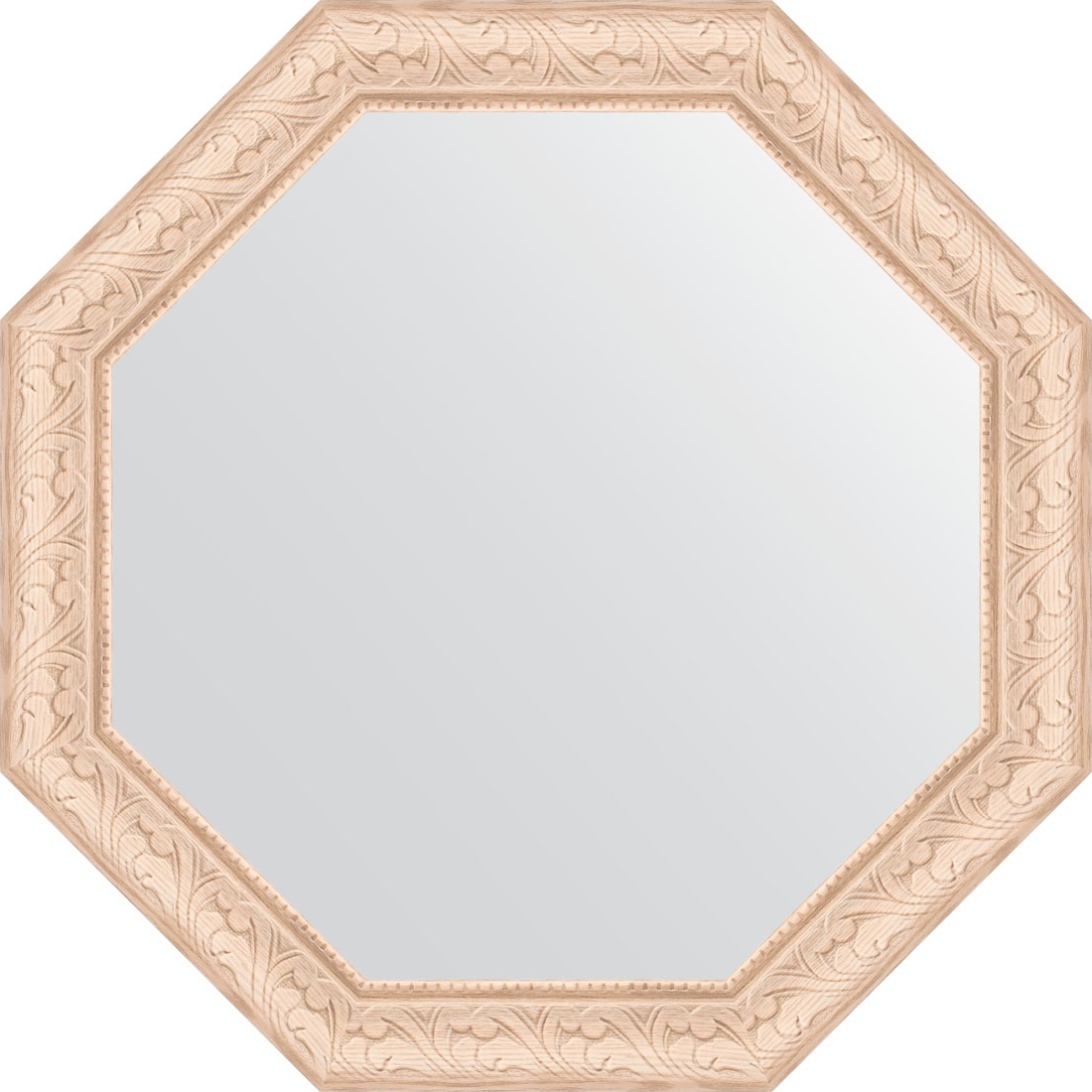 BY 3971 Зеркало в багетной раме - беленый дуб 57 mm EVOFORM Octagon