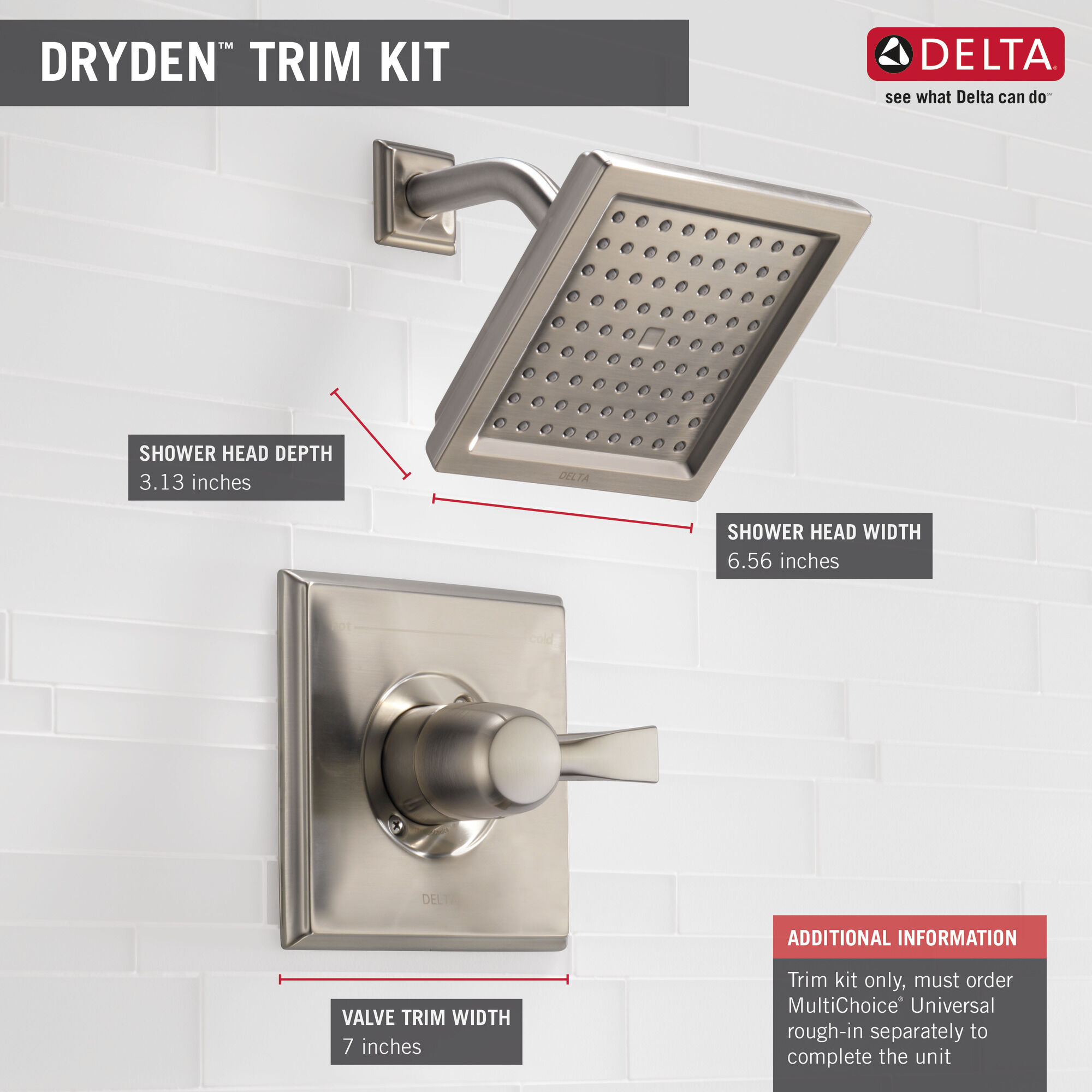 T14251-SS Облицовка для душа Monitor® серии 14 Delta Faucet Dryden Нержавеющая сталь  - Вид №4