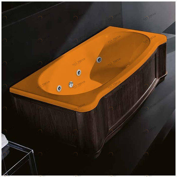 Ванна Gruppo treesse New Classic Young STD-V6747-DX-WV-O оранжевая с гидромассажем прямоугольная правая деревянная панель венге STDV6747DXWVO