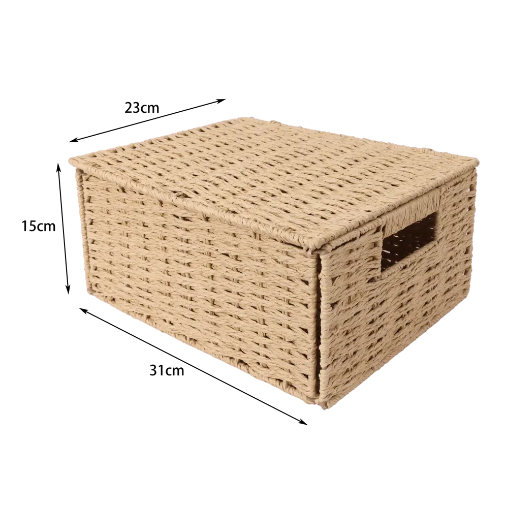 Корзина с крышкой Konsensa 31x23x15 см бумага цвет бежевый 89439459 STLM-2064768 