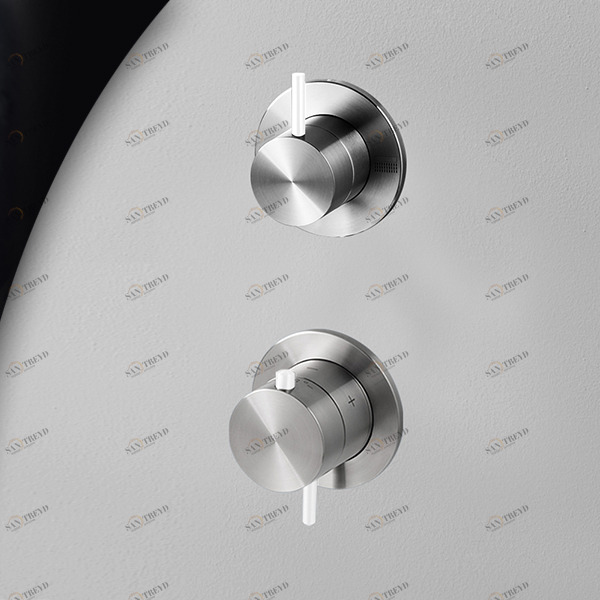 Термостат для душа матовая сталь с белой ручкой Toki Radomonte TER52SCIL11