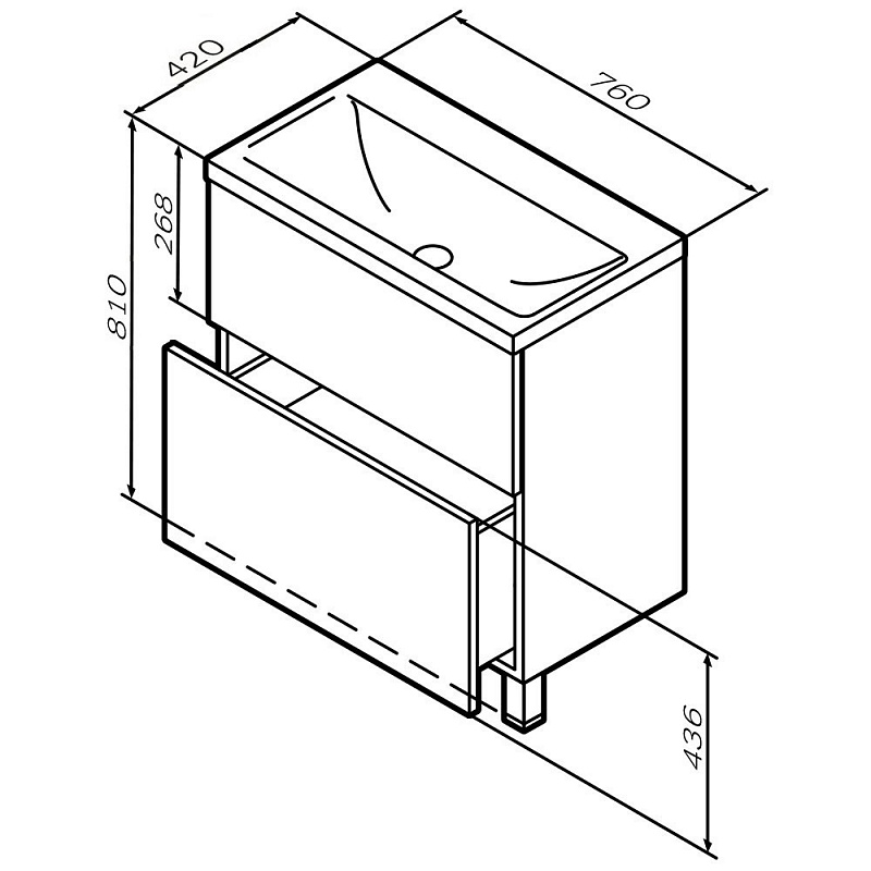 M90FSX07522GM32 База под раковину напольная 75 см 2 ящика push-to-open графит матовый AM.PM Gem - Вид №5