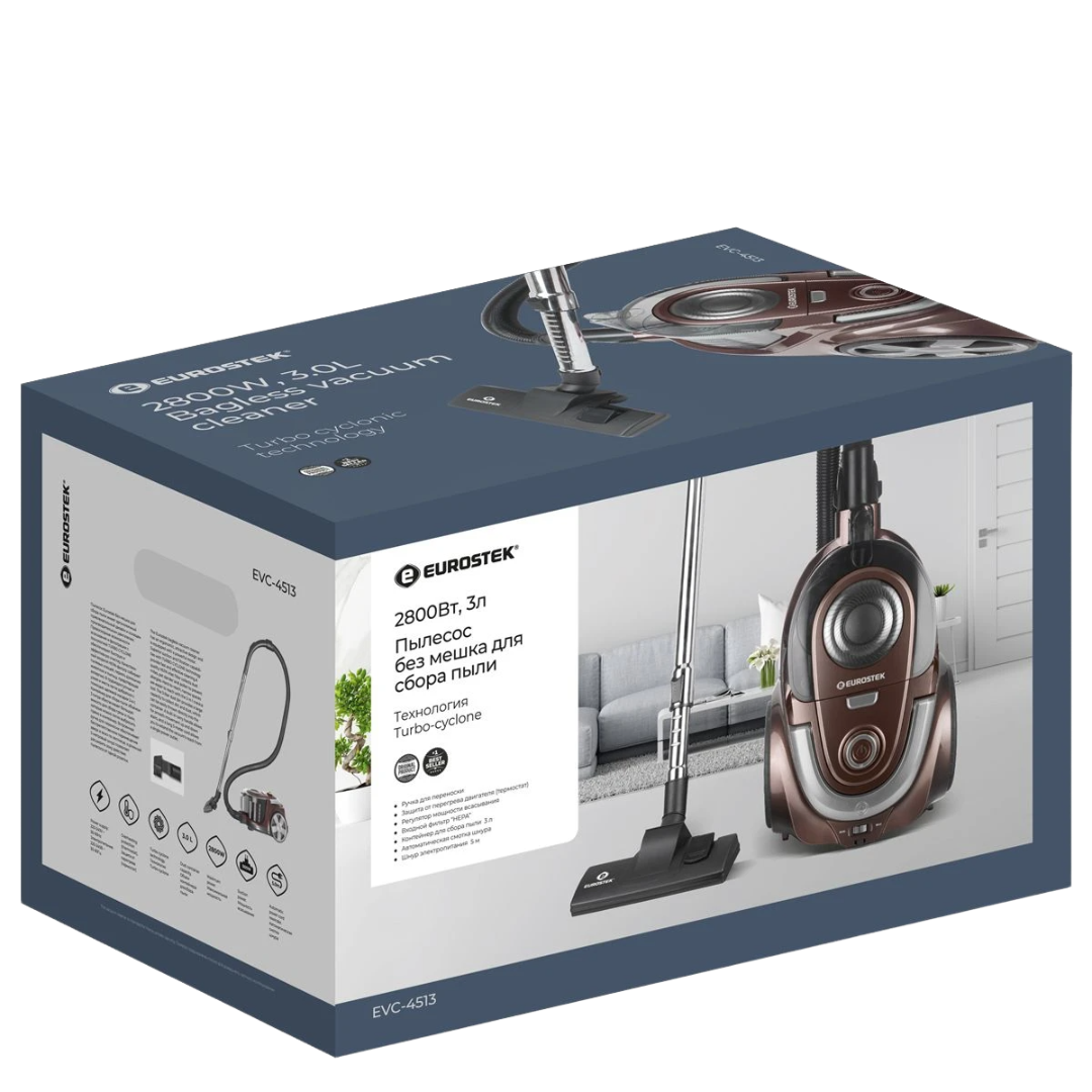 9165698 Пылесос Eurostek EVC-4513 коричневый STDN-0087303 - Вид №4