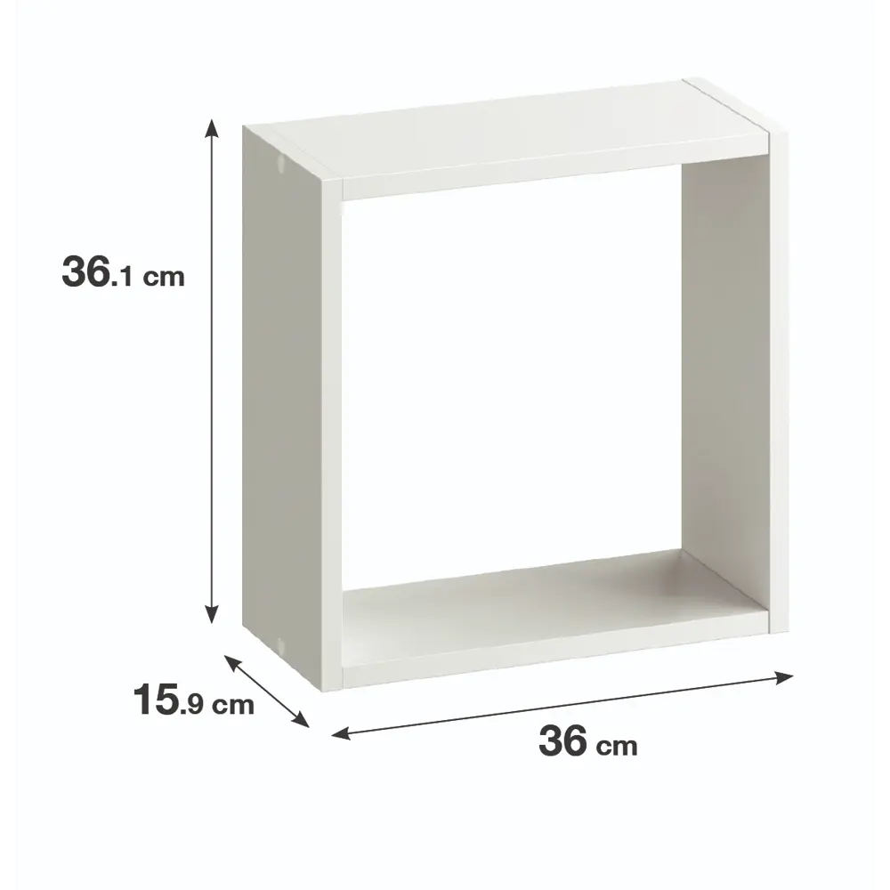 Стеллаж Spaceo KUB 1 секция 36x36.1x15.9 см ЛДСП цвет белый 82731909 STLM-2156092  - Вид №1