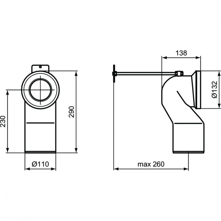 J324867 Переходник для унитаза для вертикального выпуска (90°) 120-150 мм Ideal Standard NO SUITE DEFINED  - Вид №2