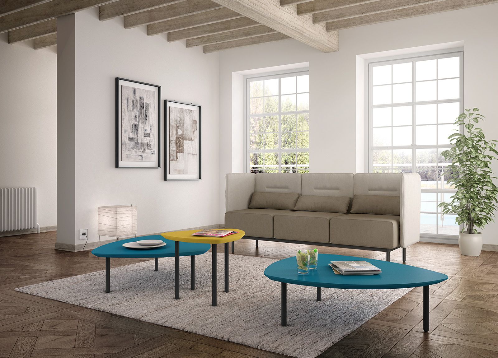 Высокий журнальный столик с треугольным лаком из стали и МДФ Leyform Eos ARCH-00153155 - Вид №2