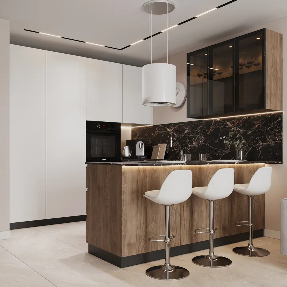 Фасад кухонный Вельск Delinia ID с алюминиевой рамой и стеклом 59,7×38,1 см черный 86799223 STLM-0879811 - Вид №11