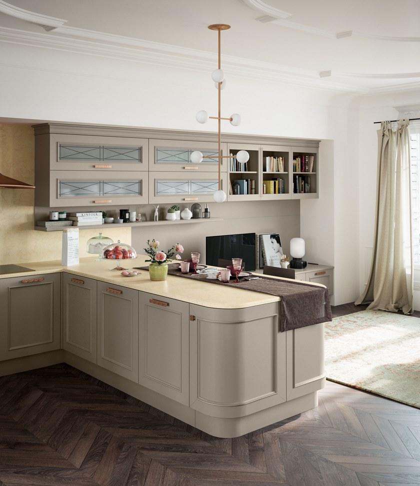 Febal Casa Кухня из лакированной древесины с ручками с полуостровом sun-id-1447476 - Вид №2