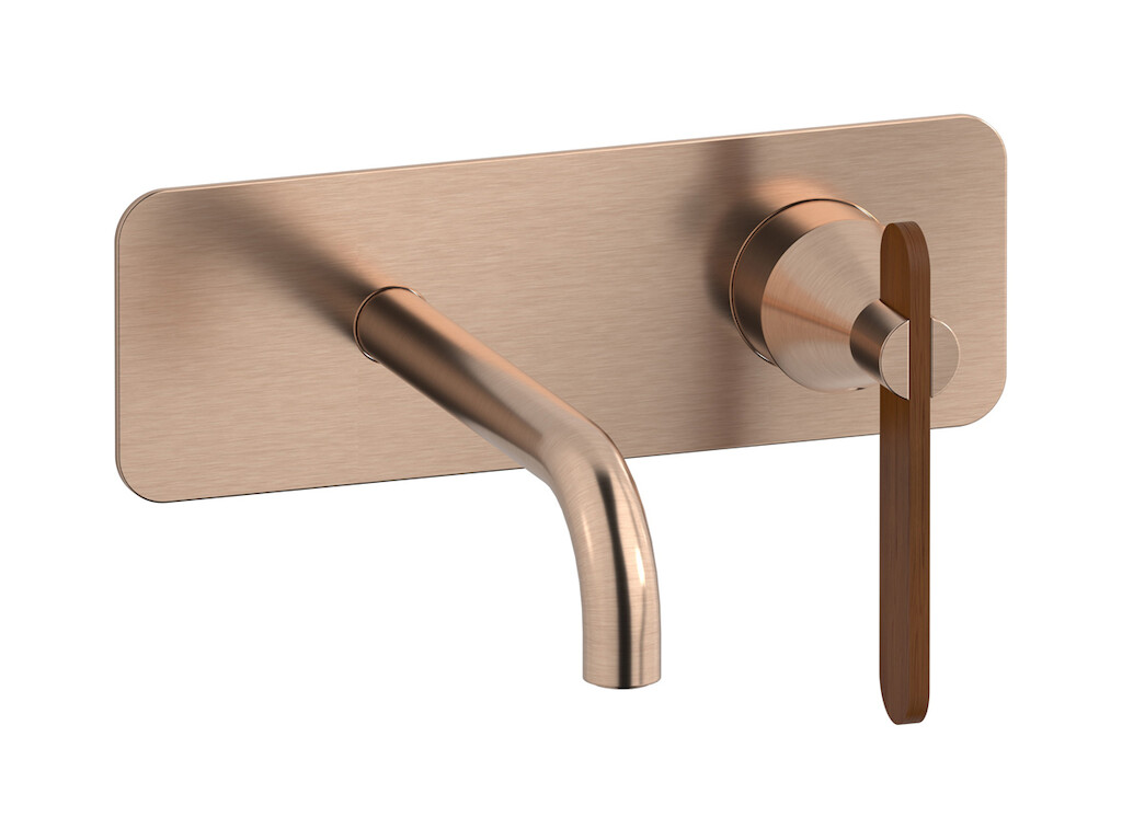 Встроенный в стену смеситель для раковины на 2 отверстия в комплекте с донным клапаном WE ARE IB oh305sr Brushed Rose Gold Soho