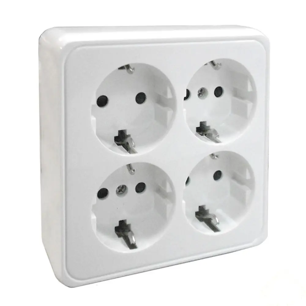 Розетка LK STANDARD 4-ая, с заземлением со шторками, белая 13437164 STLM-2057052 
