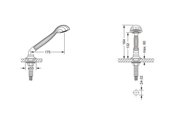 Душевой гарнитур ½", для монтажа на борт ванны JOERGER Muschel 601.40.660.000 - Вид №1