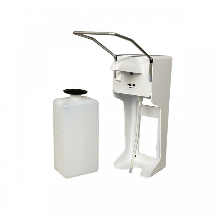 9992012 HOR Дозатор локтевой для жидкого мыла и антисептика Hor D-004A пластиковый 1000 мл белый  - Вид №1