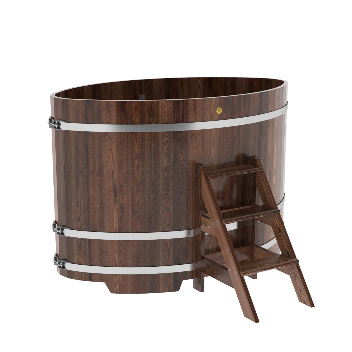 1181 Купель овальная из лиственницы 1,08х1,75х1,2 морёная премиум Alyarus 