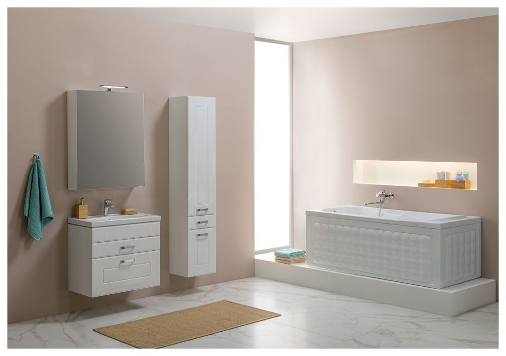 Шкаф-пенал для ванной Aquanet Рондо 35 белый (2 дверцы, 1 ящик) 00189159 - Вид №3