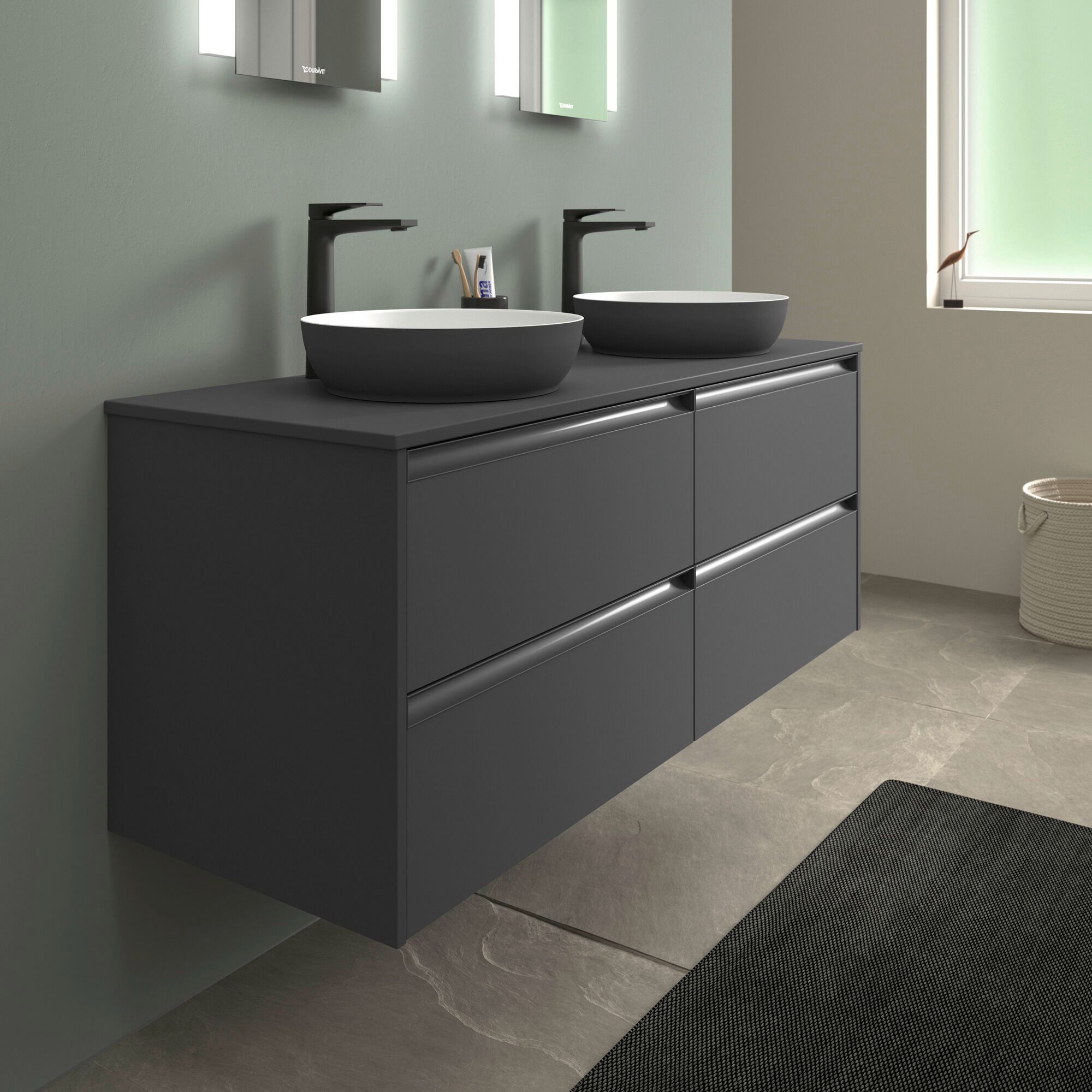 Деревянный подвесной двойной умывальник с ящиками Duravit Sivida ARCH-00085243 - Вид №2