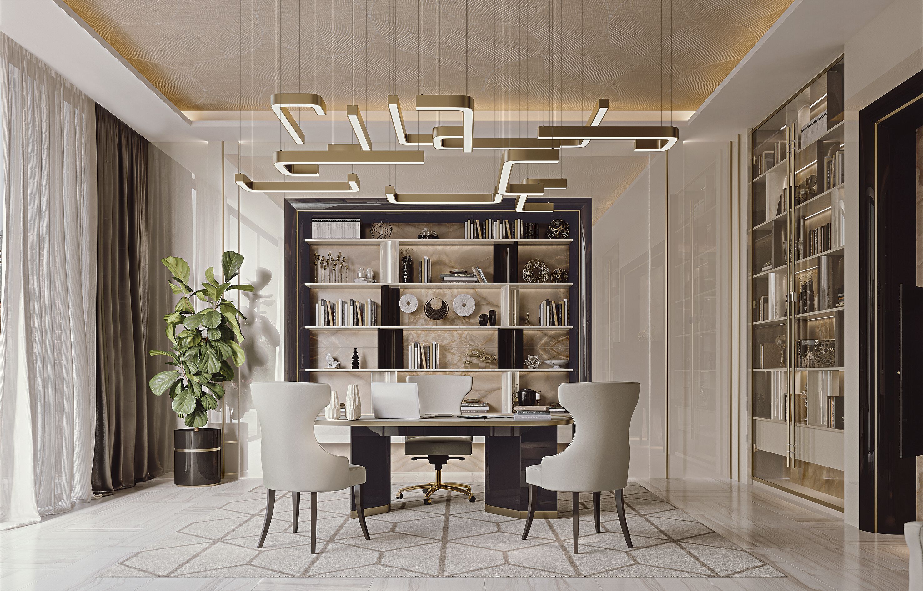 Кожаный деревянный стол с ящиками Bizzotto Italia Atmosphera ARCH-00087783 - Вид №2