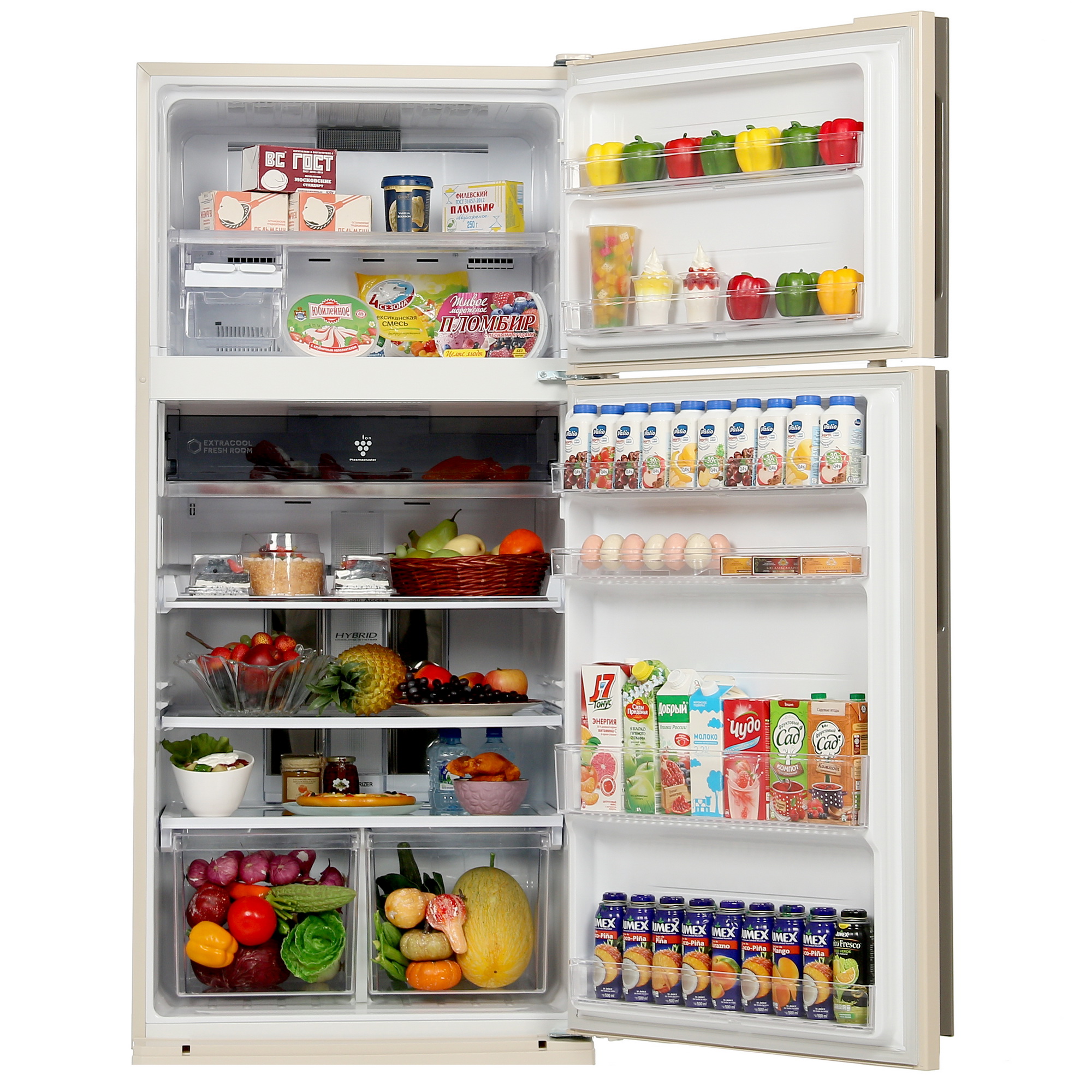 7919028 Холодильник с морозильником   Sharp SJXE55PMBE бежевый STDN-0011186 - Вид №5