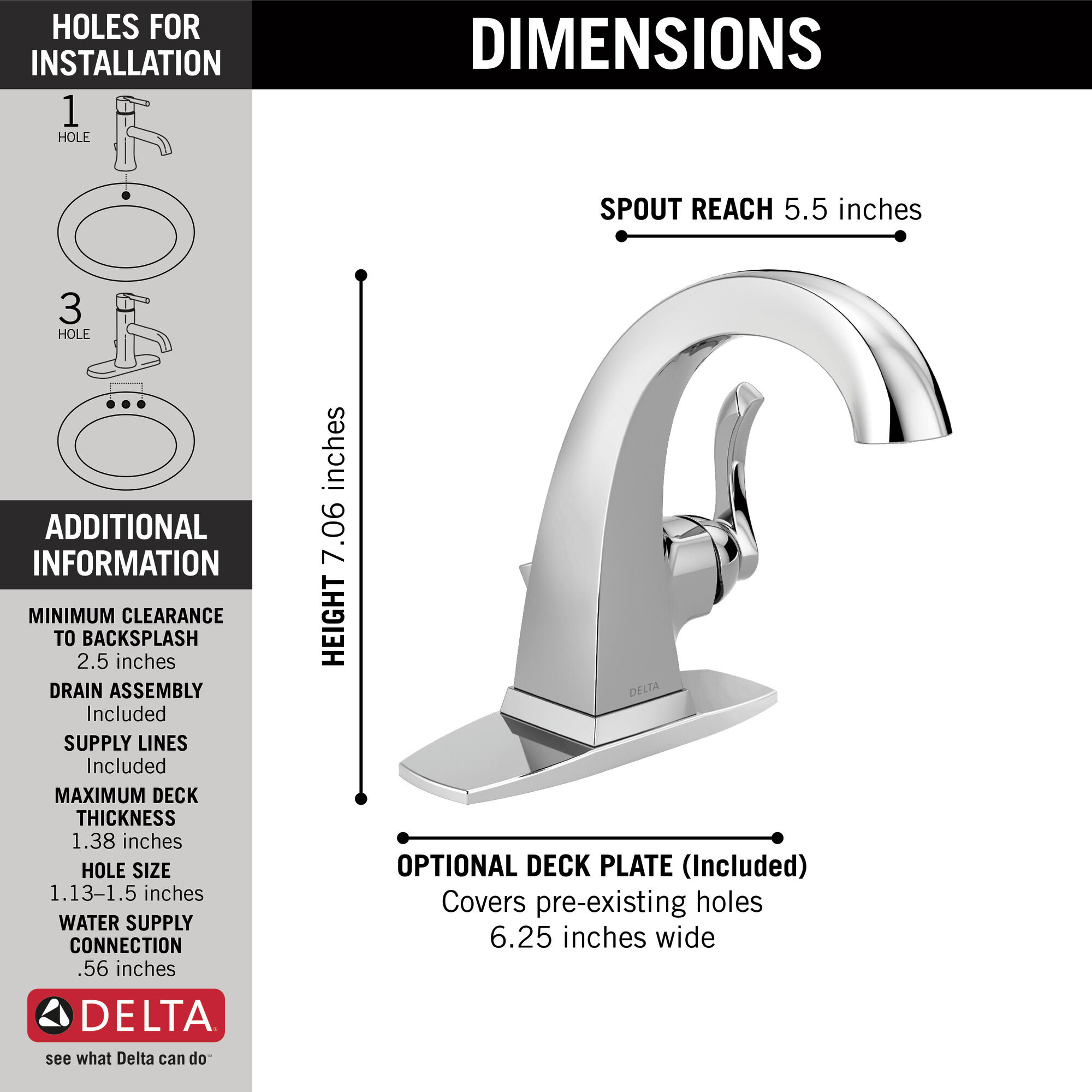 15741LF Смеситель Centerset с одной ручкой Delta Faucet Everly Хром  - Вид №2