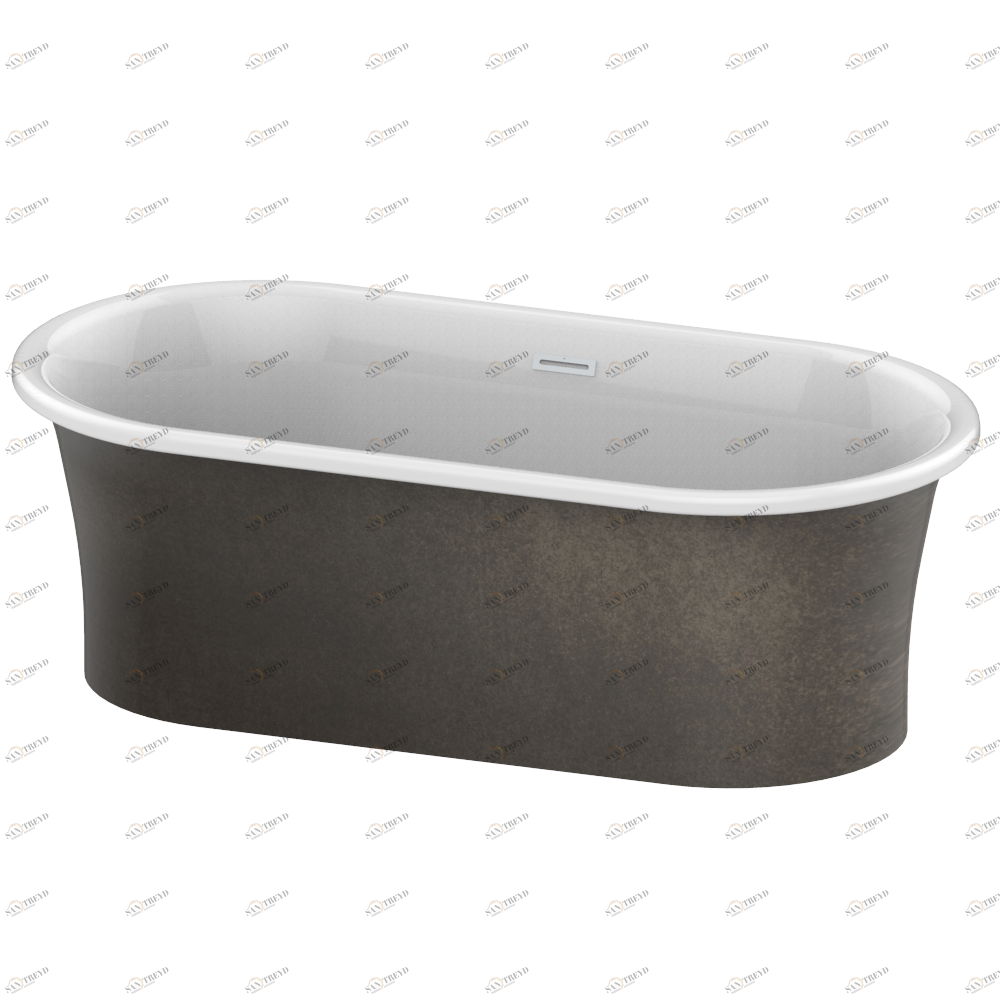 B11-B691 HONORE bathtub 180 x 90 x 60 cm, free standing , delivered with a chrome coverplate for overflow supplied without waste Thg-paris Свободностоящие ванны Металлизированное олово, матовый белый внутри 