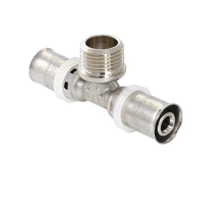 VTm.233.N.200520 Пресс-фитинг – тройник с переходом на наружную резьбу Valtec 20 мм х 3/4" х 20 мм 