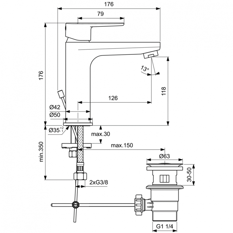 BC496AA Смеситель для раковины CERAFINE MODEL O Ideal Standard CERAFINE O - Вид №4