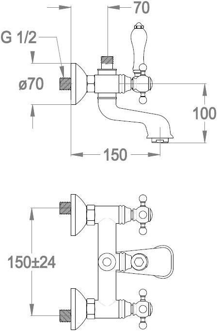 Fir Italia Смеситель для ванны настенный с переключателем Melrose 20 2031412 - Вид №1
