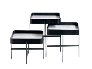 Квадратный металлический журнальный столик с подносом и мраморной столешницей