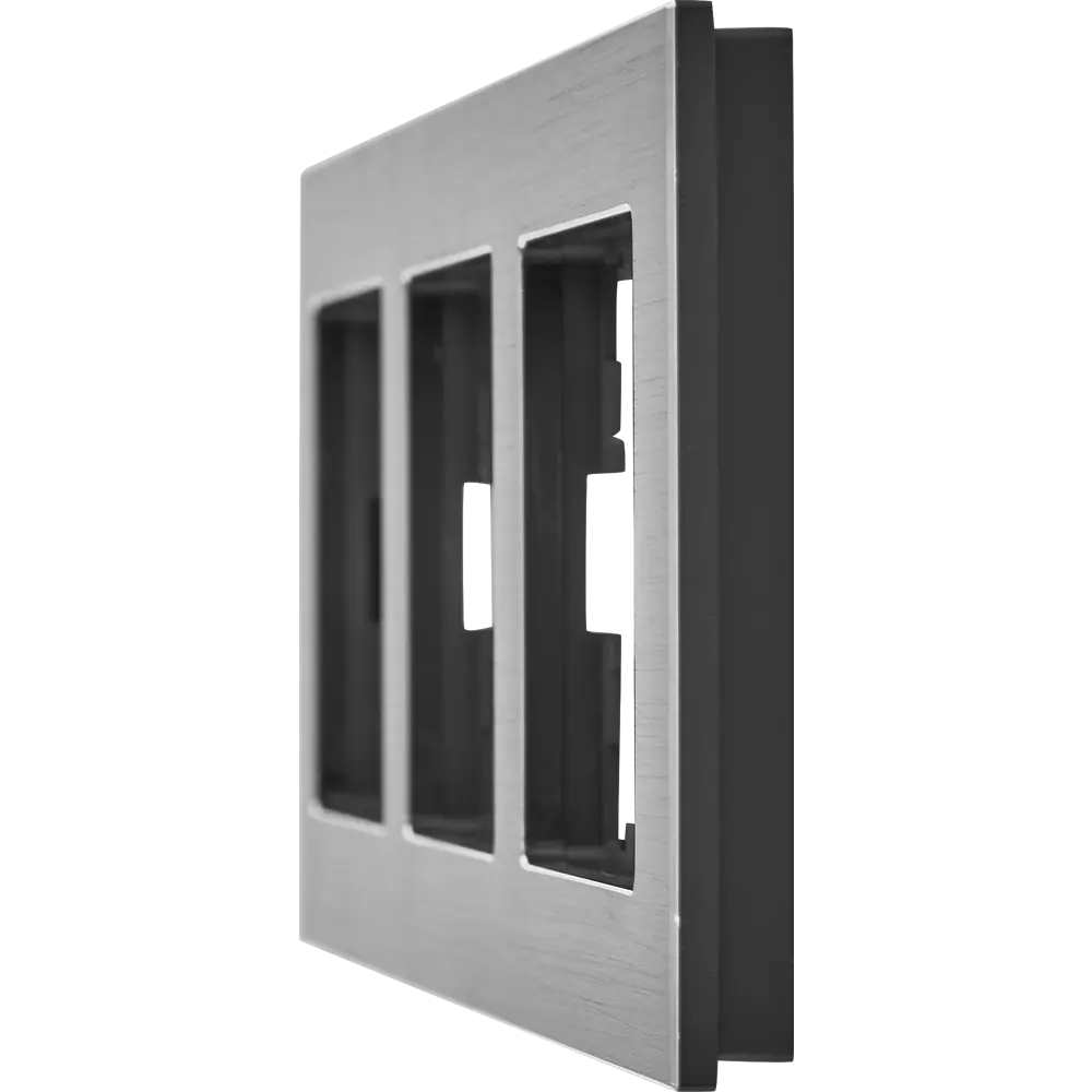 Рамка IEK Brite для розеток и выключателей - 3 поста, черный металл 87761327 STLM-1117128 - Вид №1