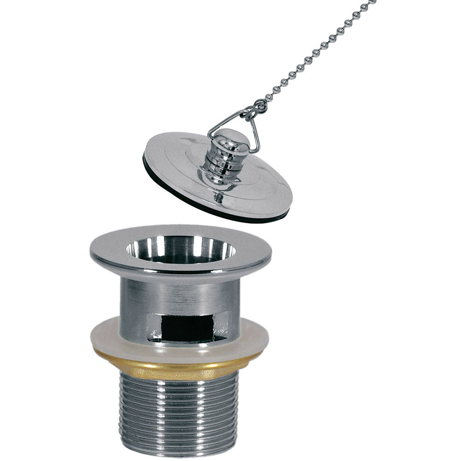 Сливной клапан с пробкой и цепочкой для умывальника с переливом-13474320 TRES Drain