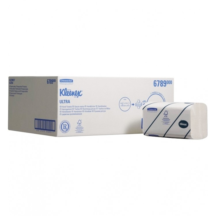 6789 Kimberly Clark Полотенца бумажные листовые Kimberly Clark Kleenex Ultra 6789 H2 Z-сложения 2-слойные в пачке по 186 листов  - Вид №2