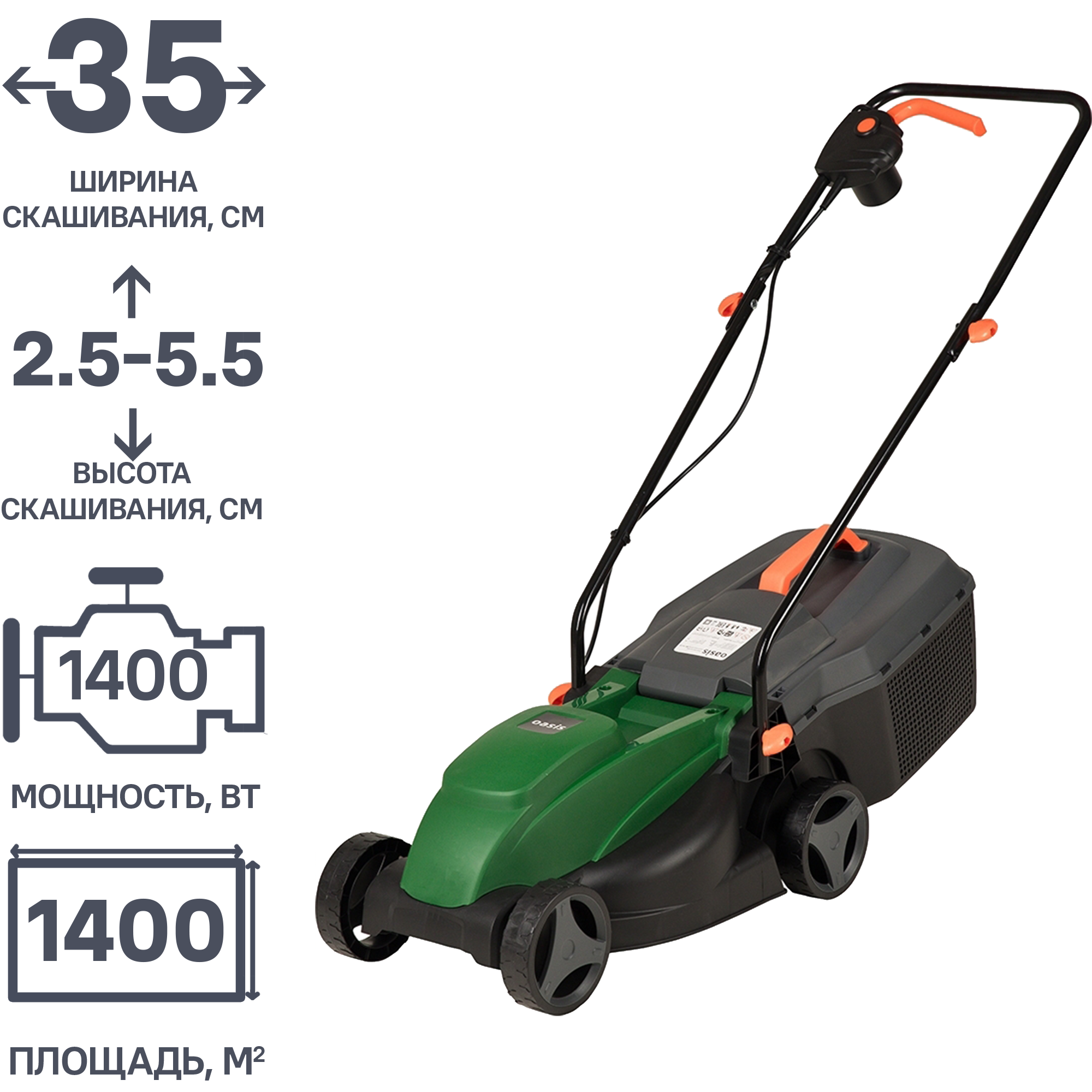 Газонокосилка электрическая OASIS GE-1400 с шириной скашивания 32 см 82533496 STLM-0029133 - Вид №1
