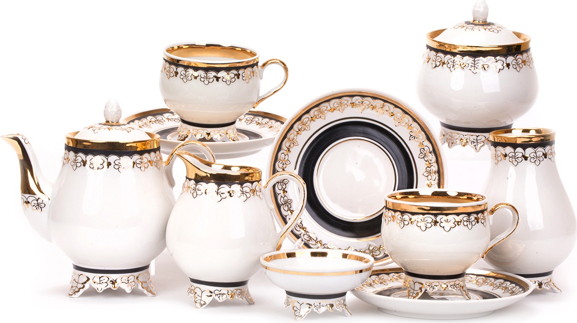 10618073 Дулевский фарфор Сервиз чайный 6/16 "Виноградная лоза""Северный" Фарфор 