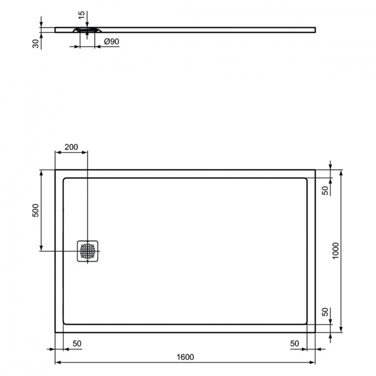 K8319FS Душевой поддон 160х100 см Ideal Standard ULTRAFLAT S  - Вид №2