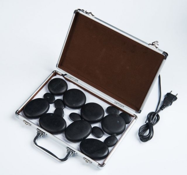 23861 Набор камней для стоунтерапии 16 шт в кейсе с нагревателем Beauty Star 