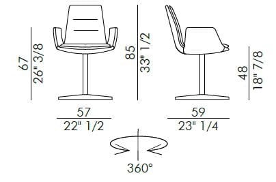 Кожаный спиц поворотный стул с подлокотниками EFORMA Lady ARCH-00147859 - Вид №2