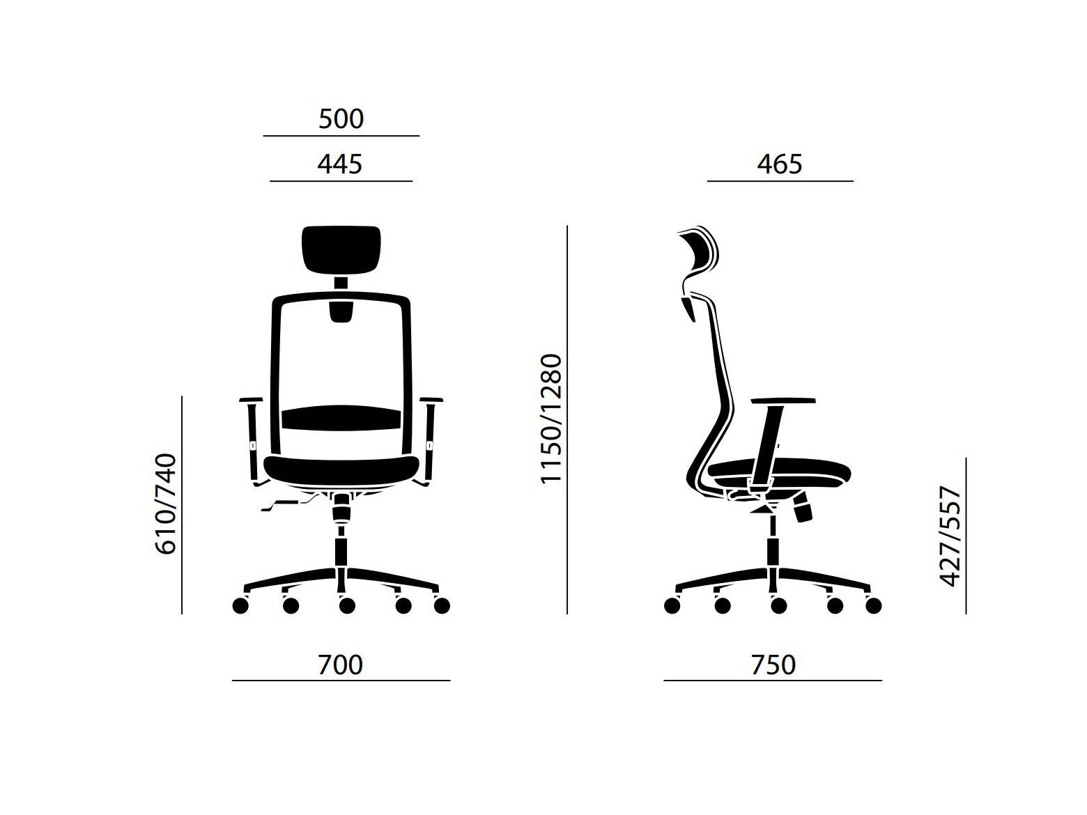 5-спицевое сетчатое вращающееся офисное кресло с подлокотниками Nahu Halley ARCH-00049117 - Вид №2