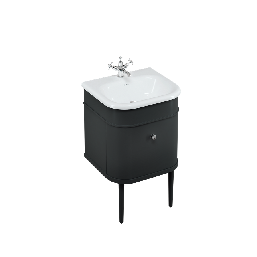 Burlington Chalfont Chalfont 550mm Одинарный выдвижной ящик - матовый черный с золотыми ногами CH55MB-CHLEGGOLD 