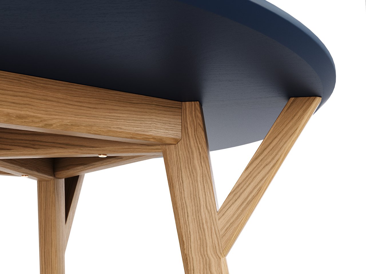 Обеденный стол круглый натуральный дуб, темный кобальт 102 см Circle THE IDEA  210008 Бежевый  - Вид №1