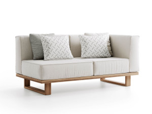 2-местный садовый диван из тикового дерева и ткани