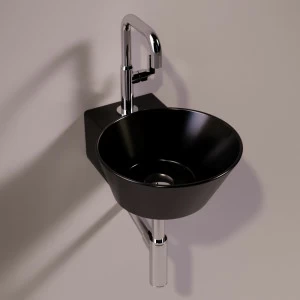 WA05NERO Подвесная раковина настенная круглая Simas  черная