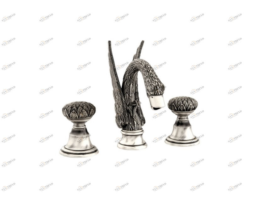 039442.000.00 Набор для раковины с тремя отверстиями Золото 24К Mestre Swan